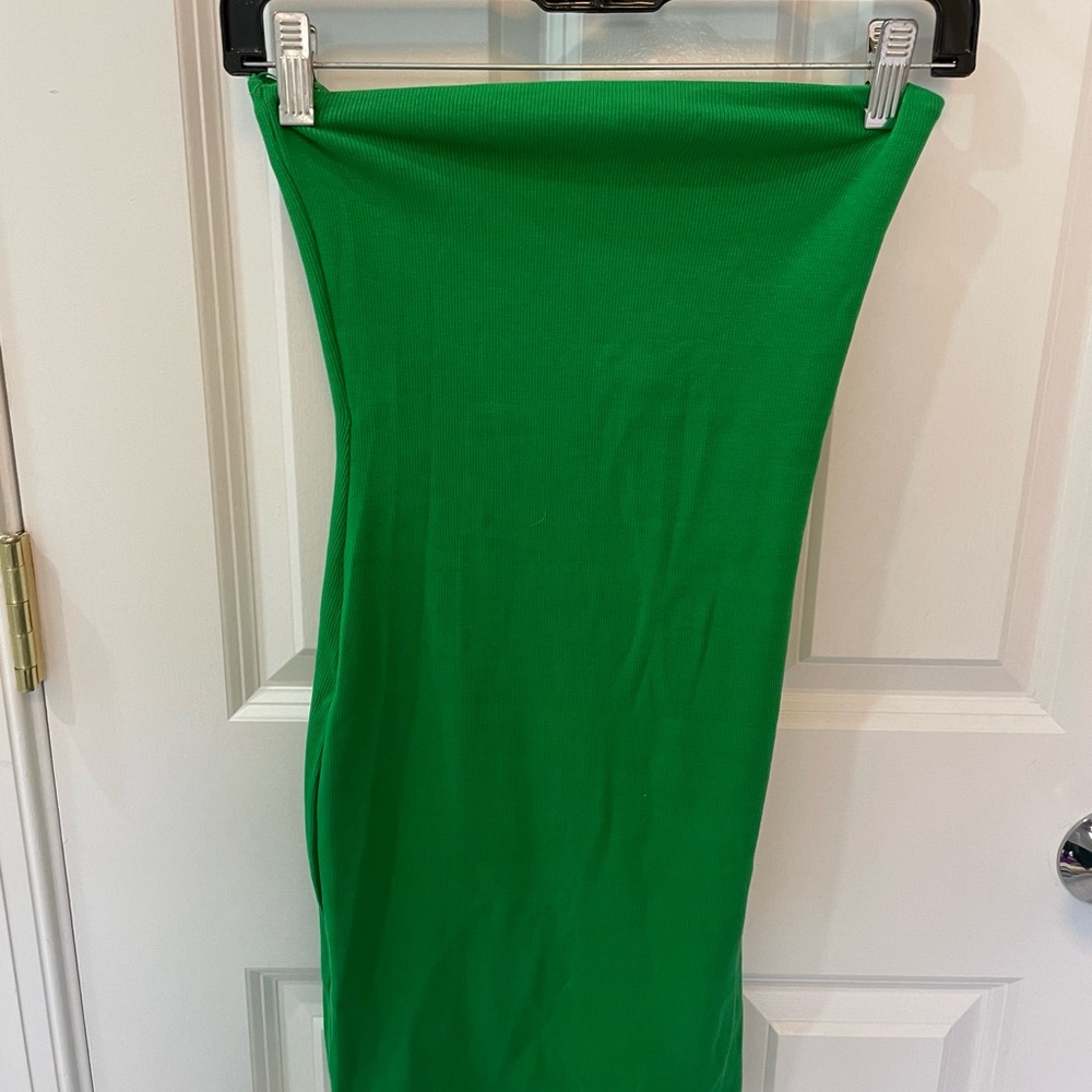 green zara bodycon mini dress